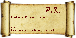 Pakan Krisztofer névjegykártya